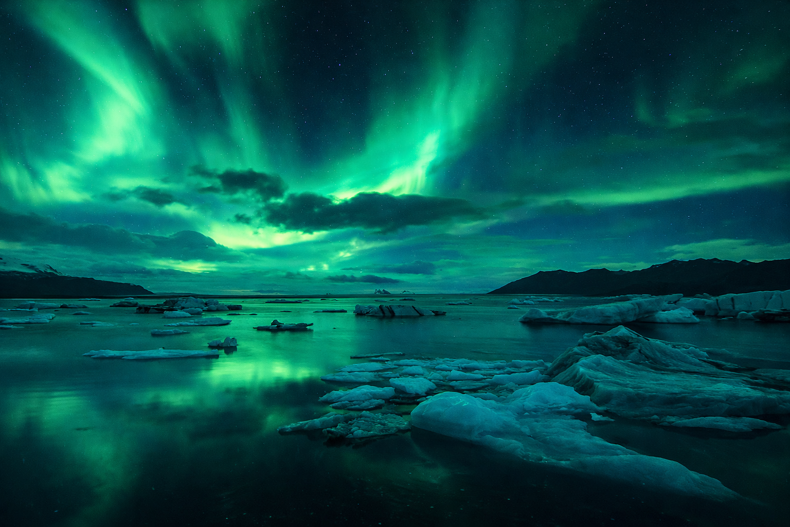 Stunning Northern Lights (Aurora Borealis) over the Golden Circle in Iceland