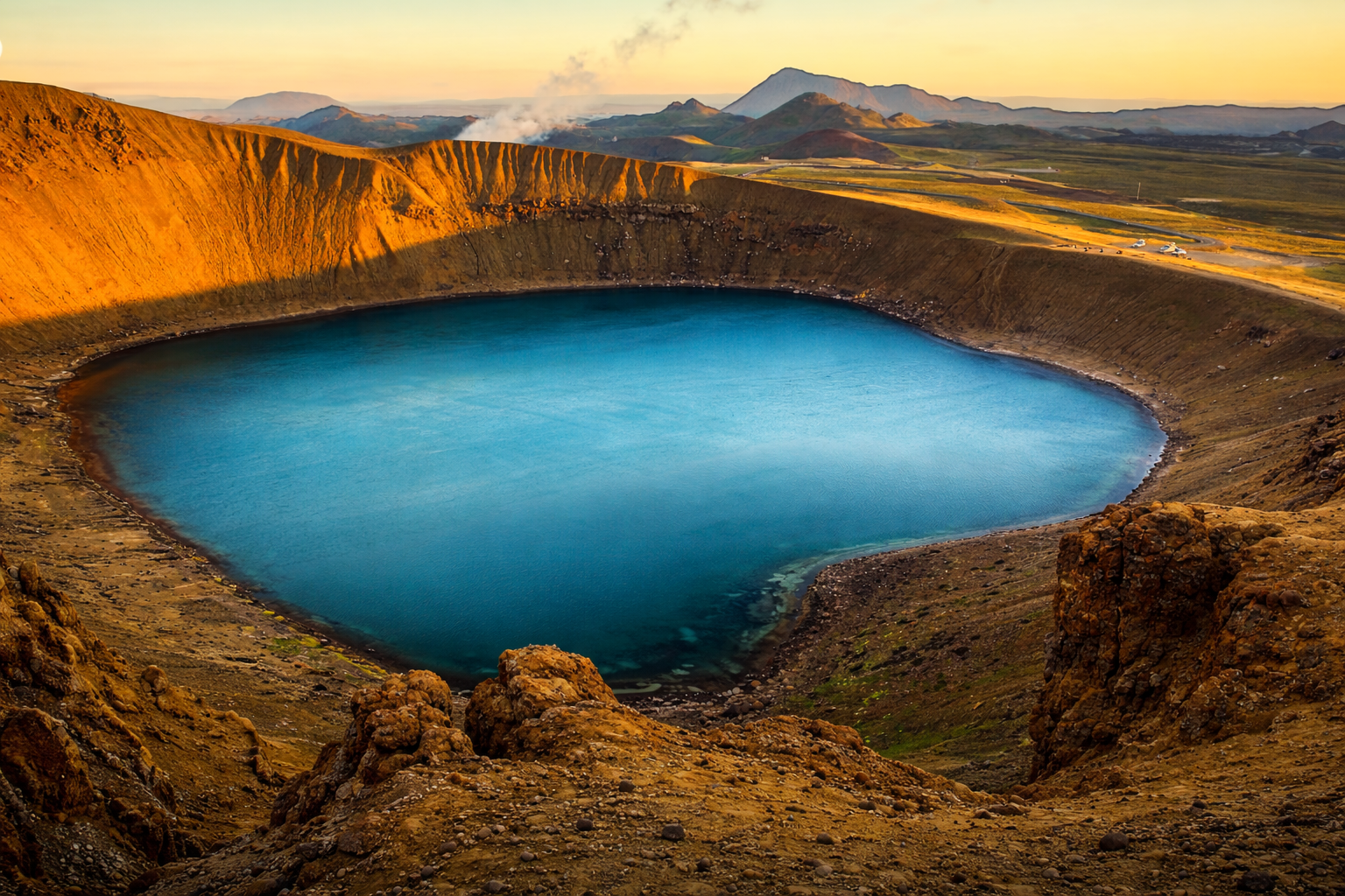 Kerið volcanic crater lake in the Golden Circle Iceland